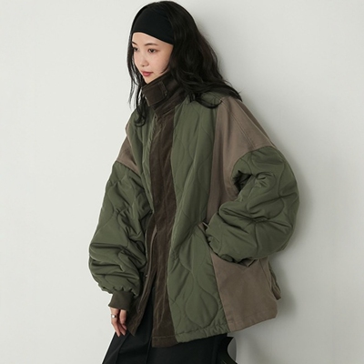 东京胖黄瓜日本代购 forksy 拼接款翻领夹克 FOco859