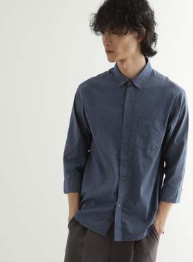 【7折】日本代购 tk.TAKEO KIKUCHI 7分袖棉麻衬衫 C01-82260