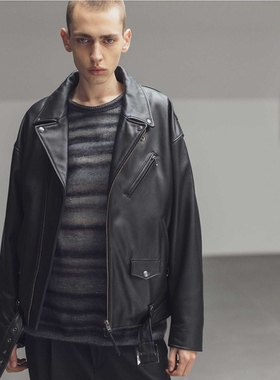 【7折】日本代购 MONKEY TIME 绵羊皮宽松骑手皮衣 男款 1677