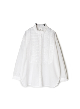 maison de soil 60s有机细麻布荷叶边刺绣衬衫 NMDS25531