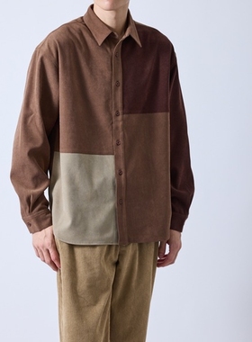 【8折】东京胖黄瓜日本代购 j.n.r.d 拼接长袖衬衫 AOG15030