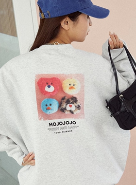 25秋冬 mojojojo x PUBLUX 刺绣印花宽松圆领卫衣 女款 0530