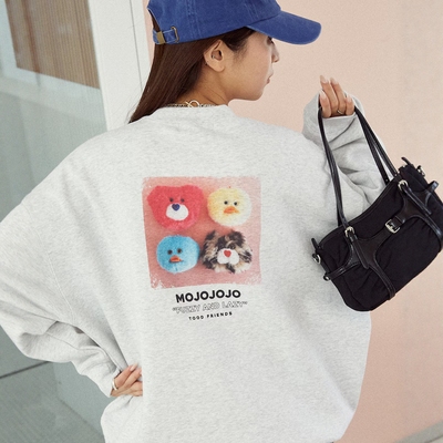 25秋冬 mojojojo x PUBLUX 刺绣印花宽松圆领卫衣 女款 0530