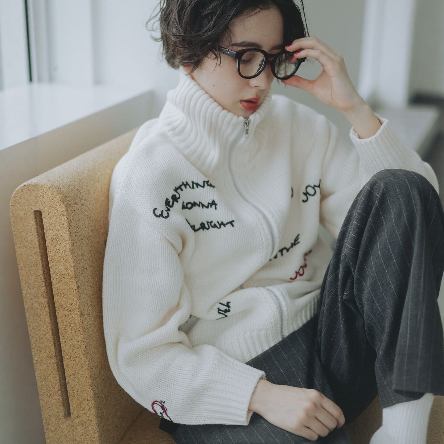 【VIP限时7折】B:MING by BEAMS 手工刺绣针织衫 0860