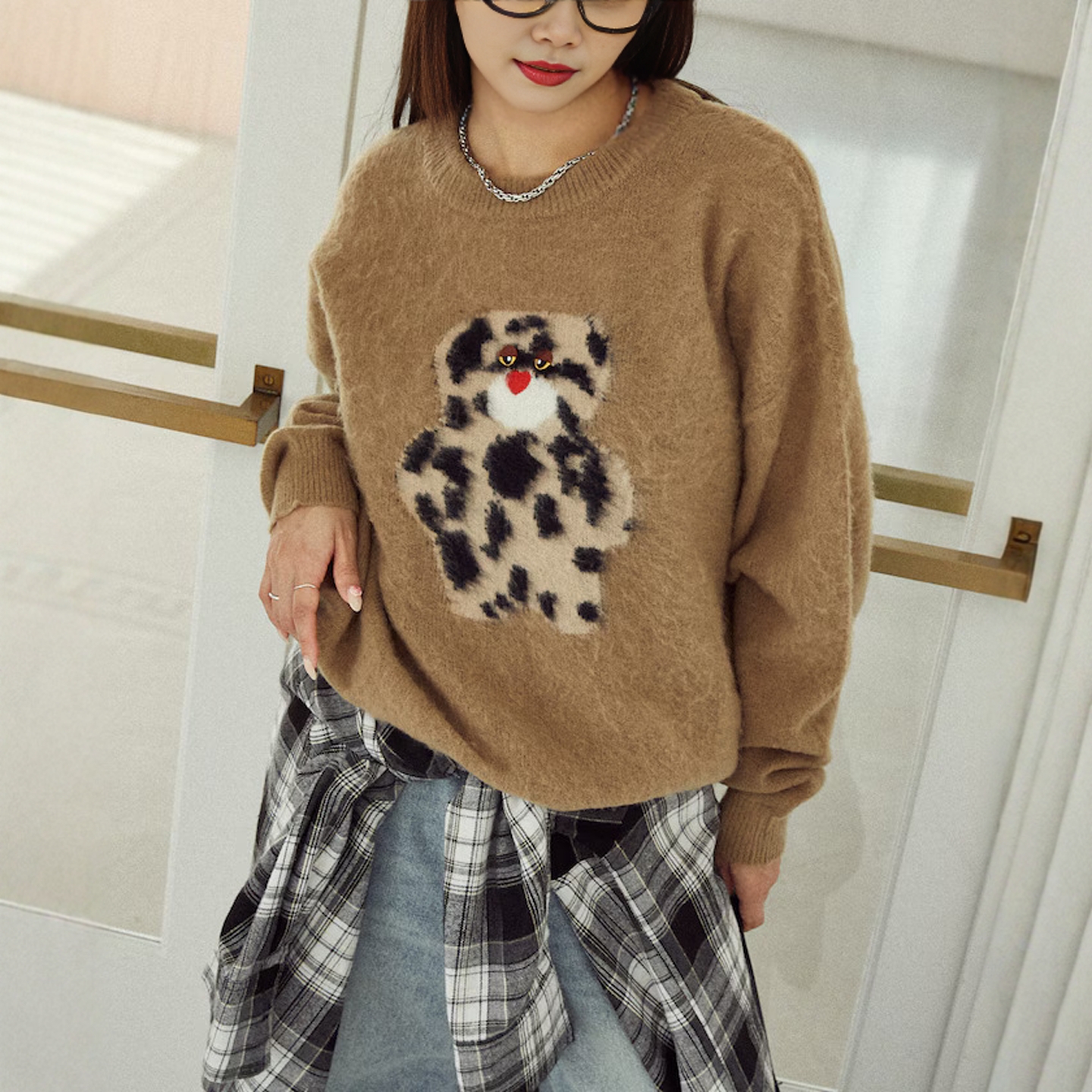 25秋冬 mojojojo x PUBLUX 毛绒提花针织衫 女款 0542