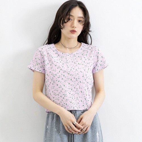东京胖黄瓜日本代购 RAGEBLUE 女款 亨利领提花短袖T恤 707571