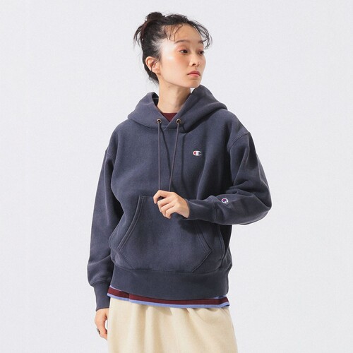 26秋冬 CHAMPION x BEAMS BOY 袋鼠兜反向编织做旧卫衣 女款 0518
