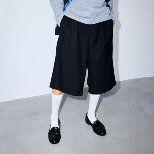 男款 清凉感羊毛混纺宽松短裤 1196 BEAMS 26春夏