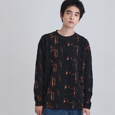 【5折】日本代购 tk.TAKEO KIKUCHI 印花提花套头T恤 170-34128