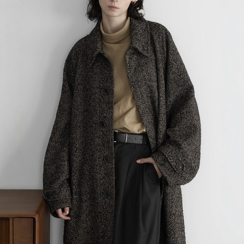日本代购 remer 羊毛混纺人字纹毛呢大衣 RR00000014