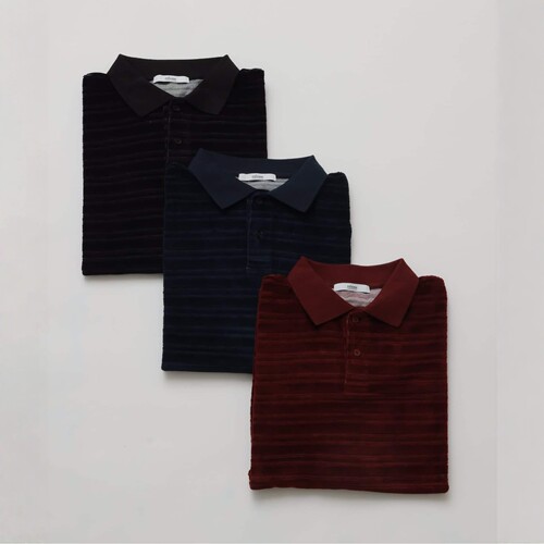 JOURNAL STANDARD relume 丝绒条纹polo衫 男款 7040