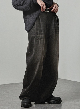 东京胖黄瓜日本代购 Alfred Alex 复古宽锥形牛仔裤 pt872