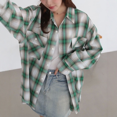 2026SS 日本代购 WEGO 春夏款 格纹长袖衬衫 WE26SP02-M0005