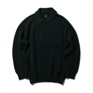 【6折】日产 BATONER x BEAMS PLUS 纯羊毛爆米花POLO针织衫 0039