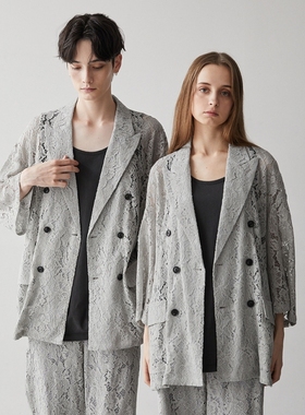 东京胖黄瓜日本代购 CLEL 男女款 蕾丝镂空双排扣外套 CLEjk995