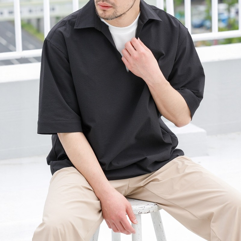 代购ROSSO泡泡纱短袖罩衫