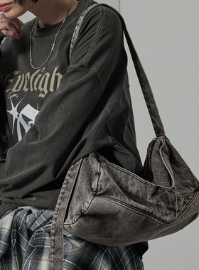 日本代购 Alfred Alex 复古水洗牛仔布波士顿单肩包 AAbg588