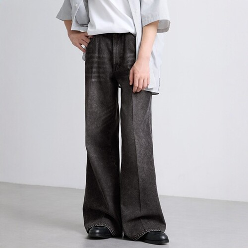 东京胖黄瓜日本代购 EMMA CLOTHES 复古做旧喇叭牛仔裤 EMpt1810