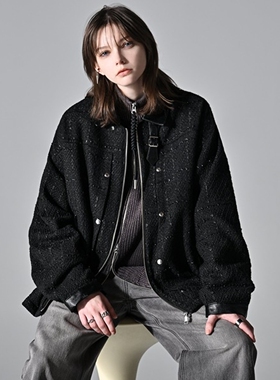 东京胖黄瓜日本代购 ADRER 多扣腰帶粗呢短上衣 ADRjk1213