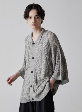 东京胖黄瓜日本代购 CLEL 宽松镂空短袖针织衬衫 CLEcd765