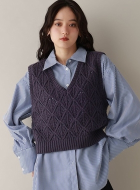 东京胖黄瓜日本代购 RAGEBLUE 女款 V领短款针织背心 642229