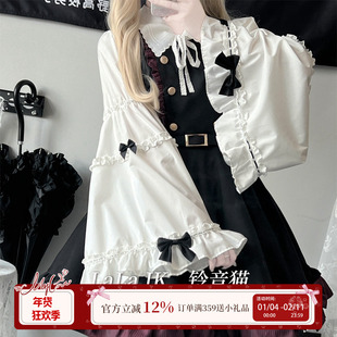 啦啦酱 铃音猫 学院风连衣裙两件套限定版姬袖上衣红黑拼接背带裙