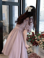 Lala sauce iris light lo purple dress that makes the skin look white, bow bow, petite, cinched waist, princess dress for girls thumbnail 7