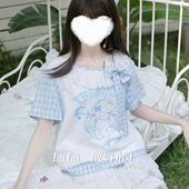 原创设计印花T恤套装 啦啦酱 酸奶布丁 甜美可爱清新日常两件套夏