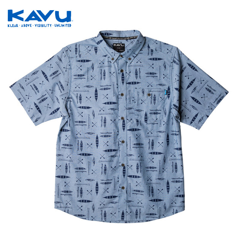 KAVU夏季新品男装棉质碎花印花翻领短袖衬衫宽松休闲5038