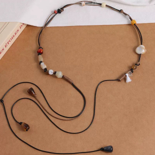 HeyDress石头串珠蜡绳民族风腰带