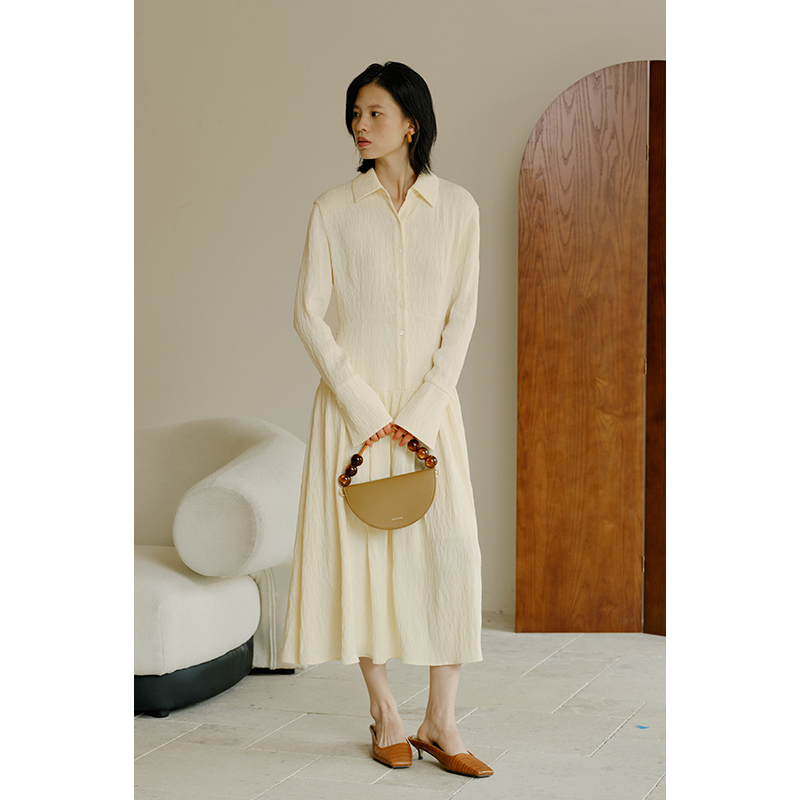 HeyDress褶皱修身衬衫连衣裙