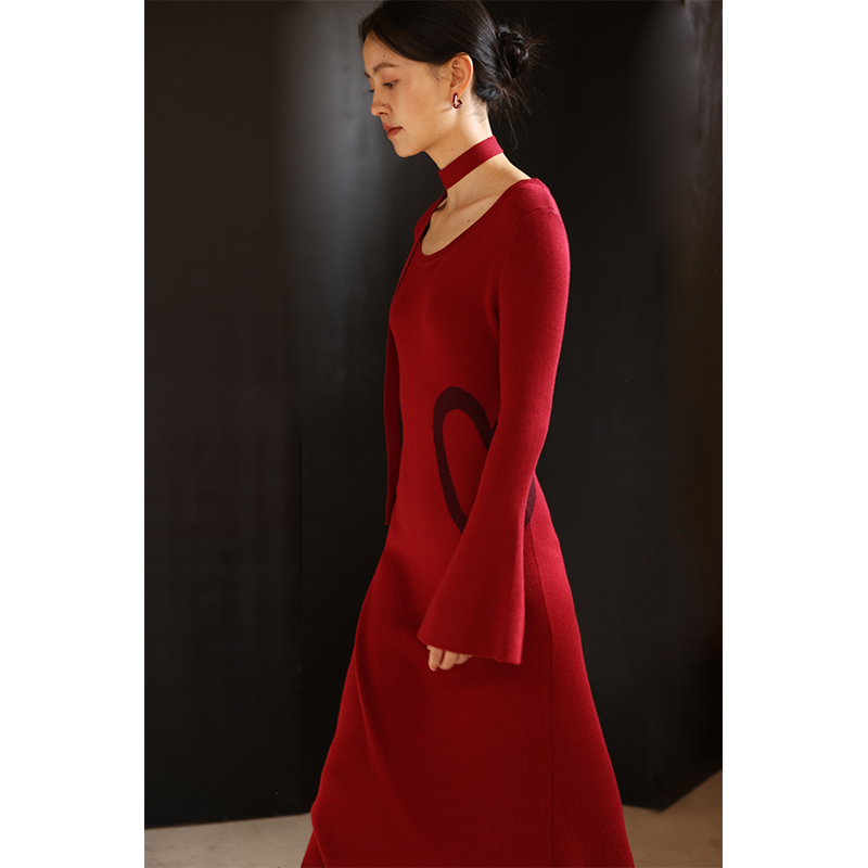 HeyDress美丽诺羊毛针织连衣裙