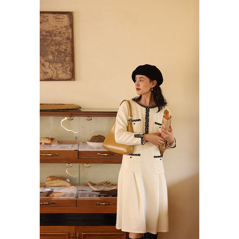 HeyDress法式撞色小香风连衣裙