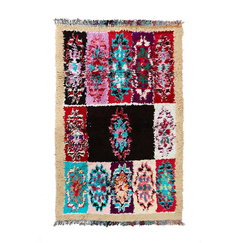 现货Azilal摩洛哥手工编织纯棉地毯客厅床边毯彩色地毯卧室地毯