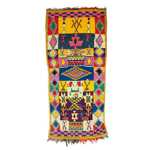 现货Azilal摩洛哥手工编织纯棉地毯客厅床边毯彩色地毯卧室地毯