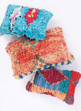 摩洛哥抱枕进口手工编织羊毛靠枕纯棉枕头沙发靠垫复古彩色装饰