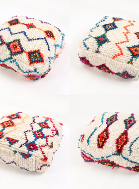 易梦玲同款摩洛哥手工编织Azilal羊毛坐垫坐墩蒲团软装榻榻米垫