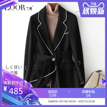 韩版 女装 修身 羊毛呢子 兰奥2019春季 双面呢外套 新款 海宁中长款