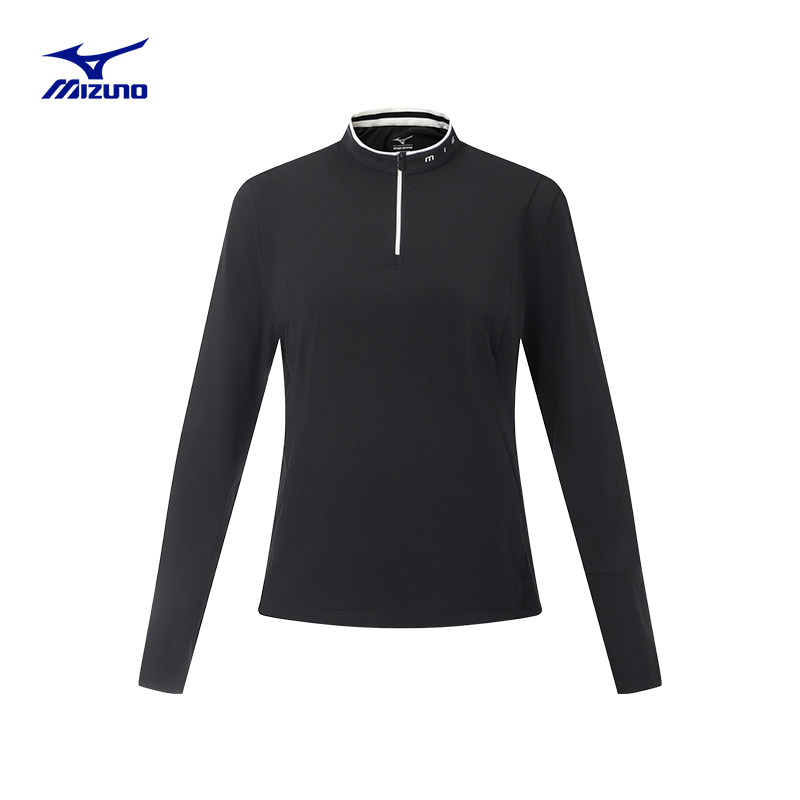 MIZUNO美津浓25秋冬新款女子防晒抑菌合体拉链领长袖T恤K2