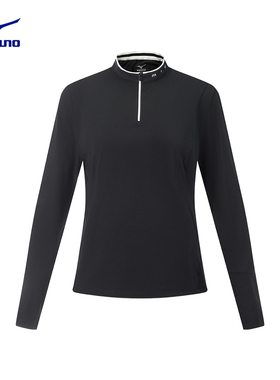 MIZUNO美津浓25秋冬新款女子防晒抑菌合体拉链领长袖T恤K2CA52R2