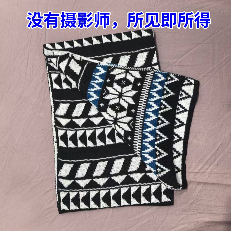 雪花针织保暖围巾女冬季日系百搭围脖情侣款圣诞送礼物潮W1510P10，围巾，四季服饰