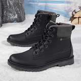 高帮男鞋2025秋冬季新款短靴加绒保暖棉鞋马丁鞋皮鞋7678AP110，男鞋马丁靴，四季服饰