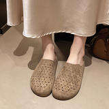 包头鞋女夏外穿2025新款复古平底凉拖懒人一脚蹬半拖鞋GL2933P50，男鞋运动鞋，四季服饰