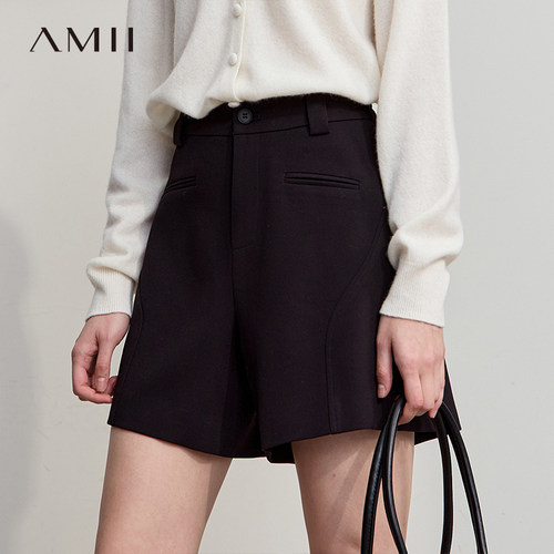 Amii【气质通勤短款裤】秋通勤时尚百搭阔腿西装短款裤休闲裤