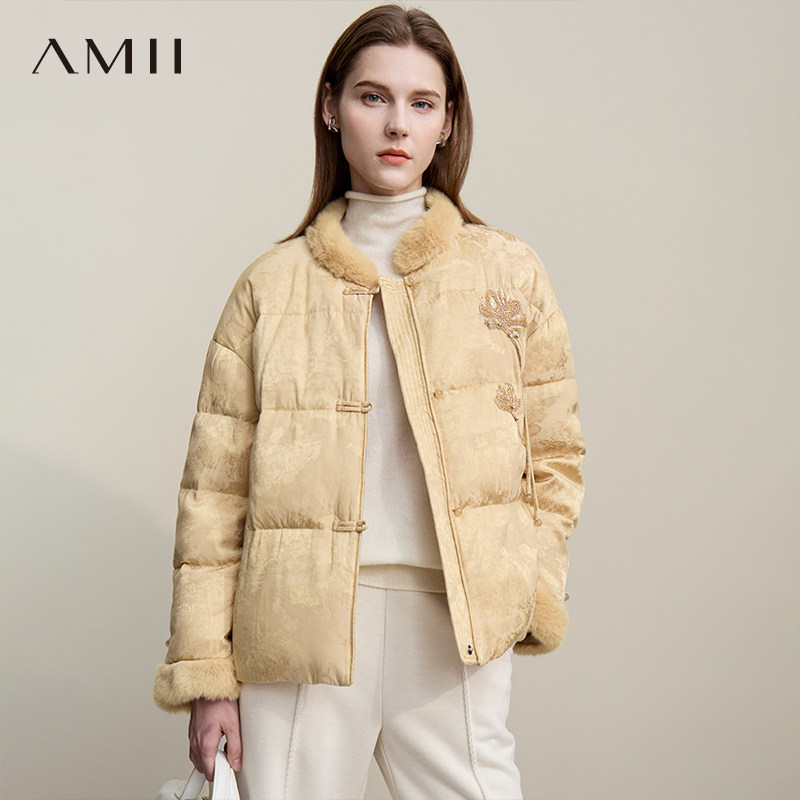 Amii【新中式羽绒服】冬季新中式国风复古唐装加厚羽绒服外套