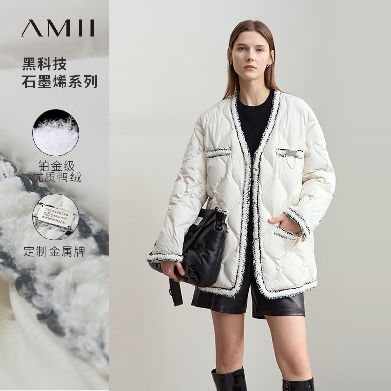 潮帅摩登气质中长款v领羽绒服