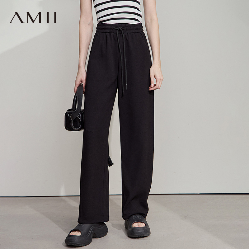 AMII【镰刀裤】25秋夏韩版慵懒休闲显瘦窄版休闲裤直筒镰刀裤女