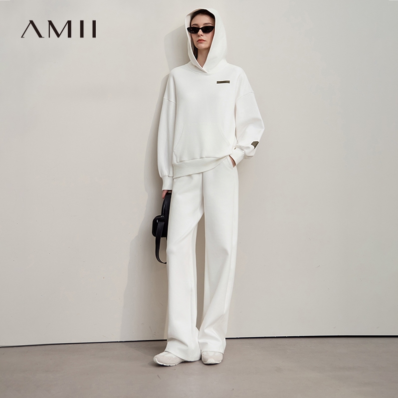 棉感空气层卫衣阔腿长裤休闲套装