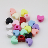 diy儿童手工串珠编织材料12mm彩色爱心形桃心珠子大孔珠子散珠