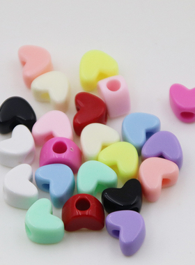 diy儿童手工串珠编织材料12mm彩色爱心形桃心珠子大孔珠子散珠